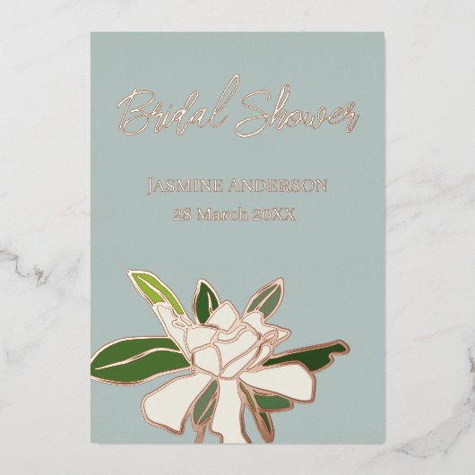 Weißer Blumengarten Einfaches Brautparty Folieneinladung (Vorderseite)