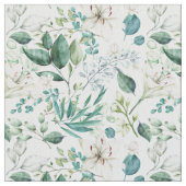 Weißer Blumengarten Eukalyptus Elegant Trendy Stoff (Nahaufnahme)
