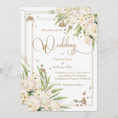 Weißer Blumengarten Goldene Hochzeit Einladung (Vorne/Hinten)