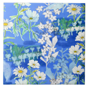 Weißer Blumengarten Kosmos Blutungen Herz Fliese