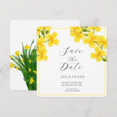 Weißer Blumengarten mit Wasserfarbe Save The Date (Vorne/Hinten)