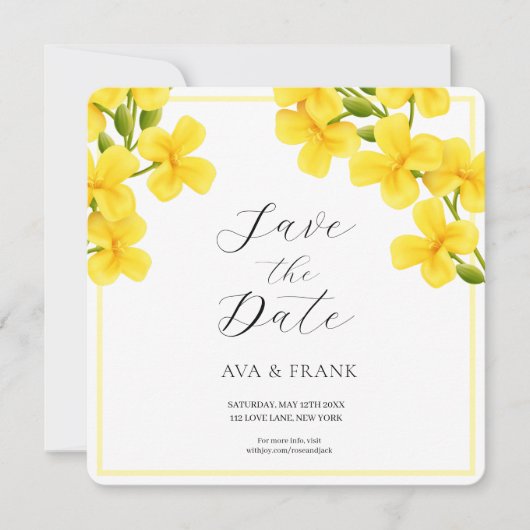 Weißer Blumengarten mit Wasserfarbe Save The Date (Vorderseite)