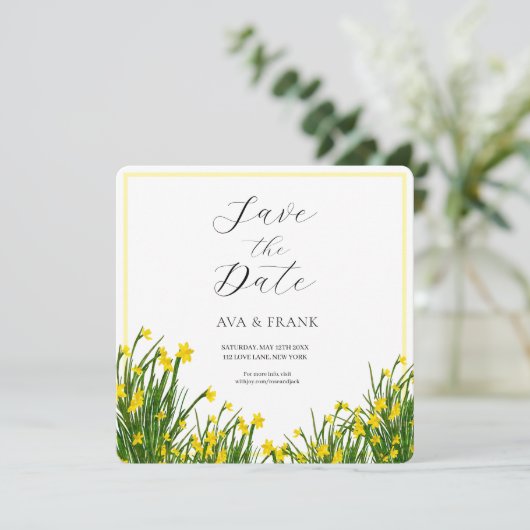 Weißer Blumengarten mit Wasserfarbe Save The Date (Stehend Vorderseite)