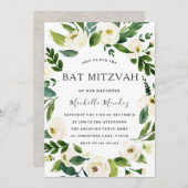 Weißer Blumengarten Moderner Bat Mitzvah Einladung (Vorne/Hinten)