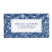 Weißer Blumenpaisley Custom Navy Blue Hintergrund (Vorne)