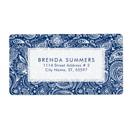 Weißer Blumenpaisley Custom Navy Blue Hintergrund (Vorne)