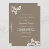 Weißer Blumenpfau laden elegante Boho Hochzeit ein Einladung (Vorne/Hinten)