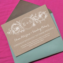 Weißer Blumenrahmen, Initialen einer Hochzeit auf