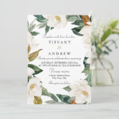 Weißer Blumenreath Elegante Hochzeit der Blumen Einladung (Stehend Vorderseite)