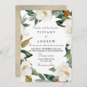 Weißer Blumenreath Elegante Hochzeit der Blumen Einladung (Vorne/Hinten)