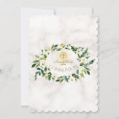 Weißer Blumenreath Kreuzmarmor Heilige Kommune Einladung (Rückseite)