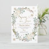 Weißer Blumenschnee in Liebe Winter Brautparty Einladung (Stehend Vorderseite)