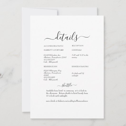 Weißer Blumenschwanz Weißer Hochzeitstich - Detail Einladung (Vorderseite)