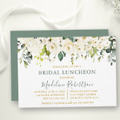 Weißer Blumenstrauß Grüne Bridal Luncheon Einladung