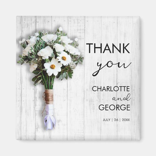 Weißer Blumenstrauß Magnet (Vorne)