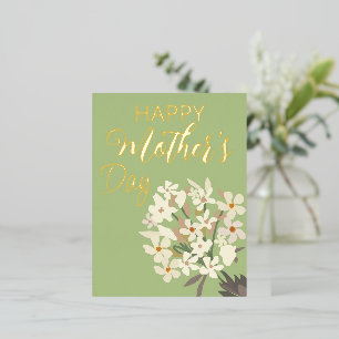 Weißer Blumenstrauß/Muttertag Folien Feiertagspostkarte