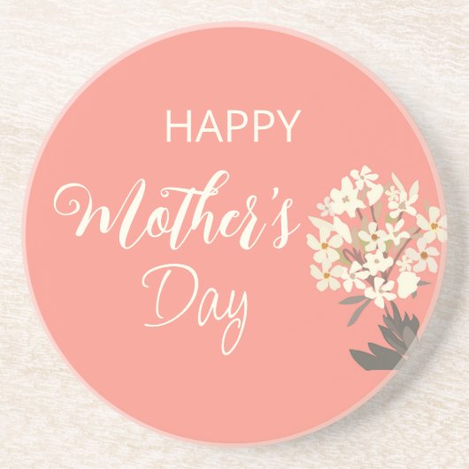 Weißer Blumenstrauß/Muttertag Getränkeuntersetzer (Vorne)
