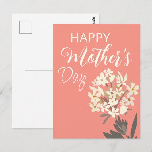 Weißer Blumenstrauß/Muttertag Postkarte (Vorne/Hinten)