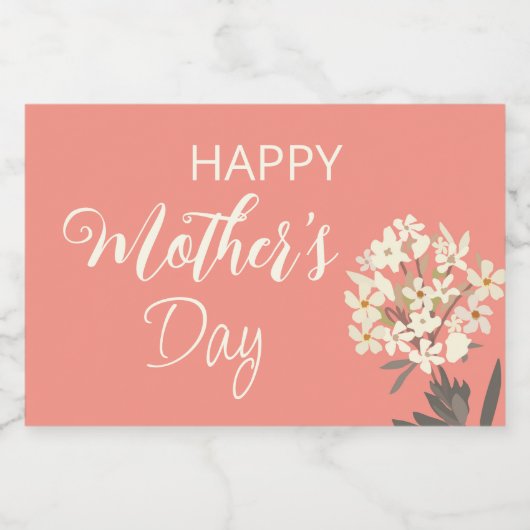 Weißer Blumenstrauß/Muttertag Schaumweinetikett (Einzelnes Label)