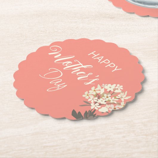 Weißer Blumenstrauß/Muttertag Untersetzer (angewinkelt)