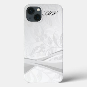 Weißer Blumenstrudel-mit Monogramm Entwurf iPhone Case-Mate iPhone Hülle