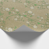 Weißer Blumenwein auf Goldblätterpapier Geschenkpapier (Ecke)