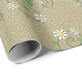 Weißer Blumenwein auf Goldblätterpapier Geschenkpapier (Rolleneckpunkt)