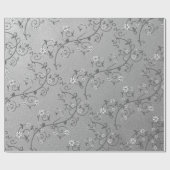 Weißer Blumenwein auf Silberumhüllungspapier Geschenkpapier (Flach)