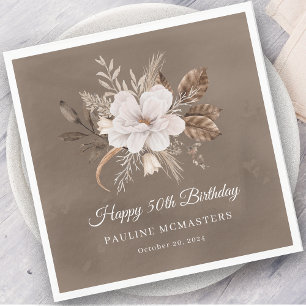 Weißer Blütenneutraler Fall 50. Geburtstag Serviette