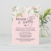 Weißer Blütenrot Rosa Brunch & Bubbly Einladung (Stehend Vorderseite)