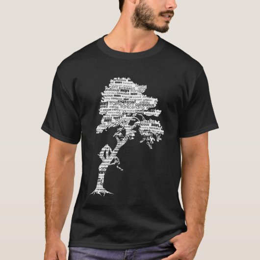 Weißer Bodhi Baum auf dunklem Shirt (Vorderseite)
