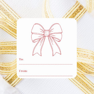 Weißer Bogen mit Hand gezeichnet Weihnachten Quadratischer Aufkleber