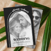 Weißer Bogen und Schwarz-Foto-Minimalistische Hoch Einladung