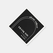 Weißer Bogen und Typografie schwarz Danke Hochzeit Serviette (Ecke)