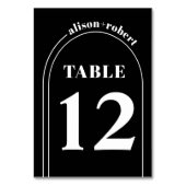 Weißer Bogen und Typografie Schwarz-Minimalistisch Tischnummer (Rückseite)
