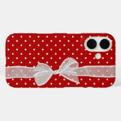 Weißer Bow auf Punkten Case-Mate iPhone Hülle (Rückseite (Horizontal))
