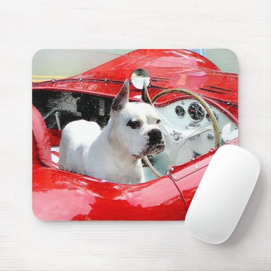Weißer Boxer Hund in Maserati Mousepad (Mit Mouse)