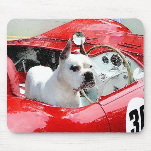 Weißer Boxer Hund in Maserati Mousepad (Vorne)