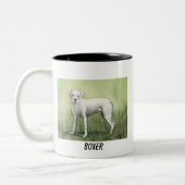 "Weißer Boxer-" Hundekunst-Tasse Zweifarbige Tasse (Links)