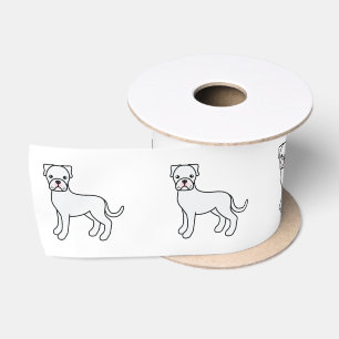 Weißer Boxer Süßer Cartoon-Hund Satinband