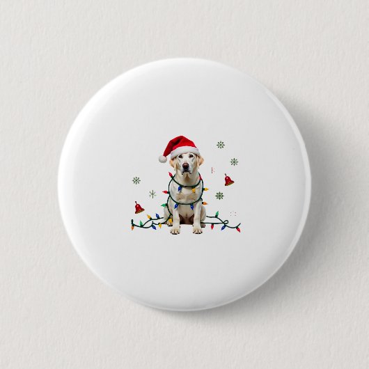 Weißer Boxerhund hässlicher Weihnachtspullover lus Button (Vorderseite)