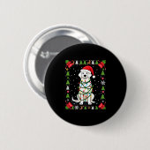 Weißer Boxerhund hässlicher Weihnachtspullover lus Button (Vorne & Hinten)
