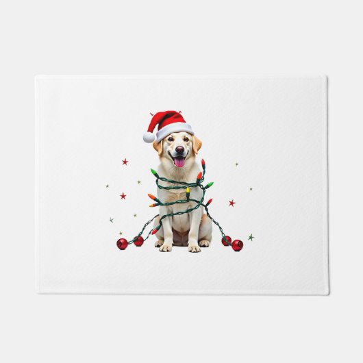 Weißer Boxerhund hässlicher Weihnachtspullover lus Fußmatte (Vorderseite)
