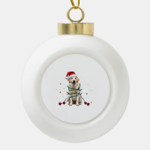 Weißer Boxerhund hässlicher Weihnachtspullover lus Keramik Kugel-Ornament