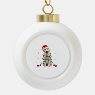 Weißer Boxerhund hässlicher Weihnachtspullover lus Keramik Kugel-Ornament