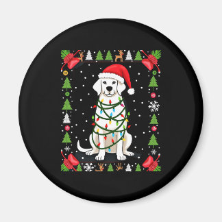 Weißer Boxerhund hässlicher Weihnachtspullover lus Magnet