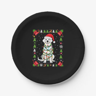 Weißer Boxerhund hässlicher Weihnachtspullover lus Pappteller
