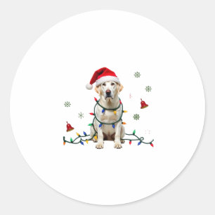 Weißer Boxerhund hässlicher Weihnachtspullover lus Runder Aufkleber