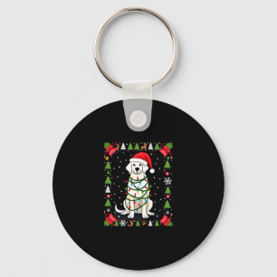 Weißer Boxerhund hässlicher Weihnachtspullover lus Schlüsselanhänger