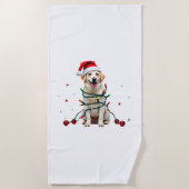 Weißer Boxerhund hässlicher Weihnachtspullover lus Strandtuch (Vorderseite)